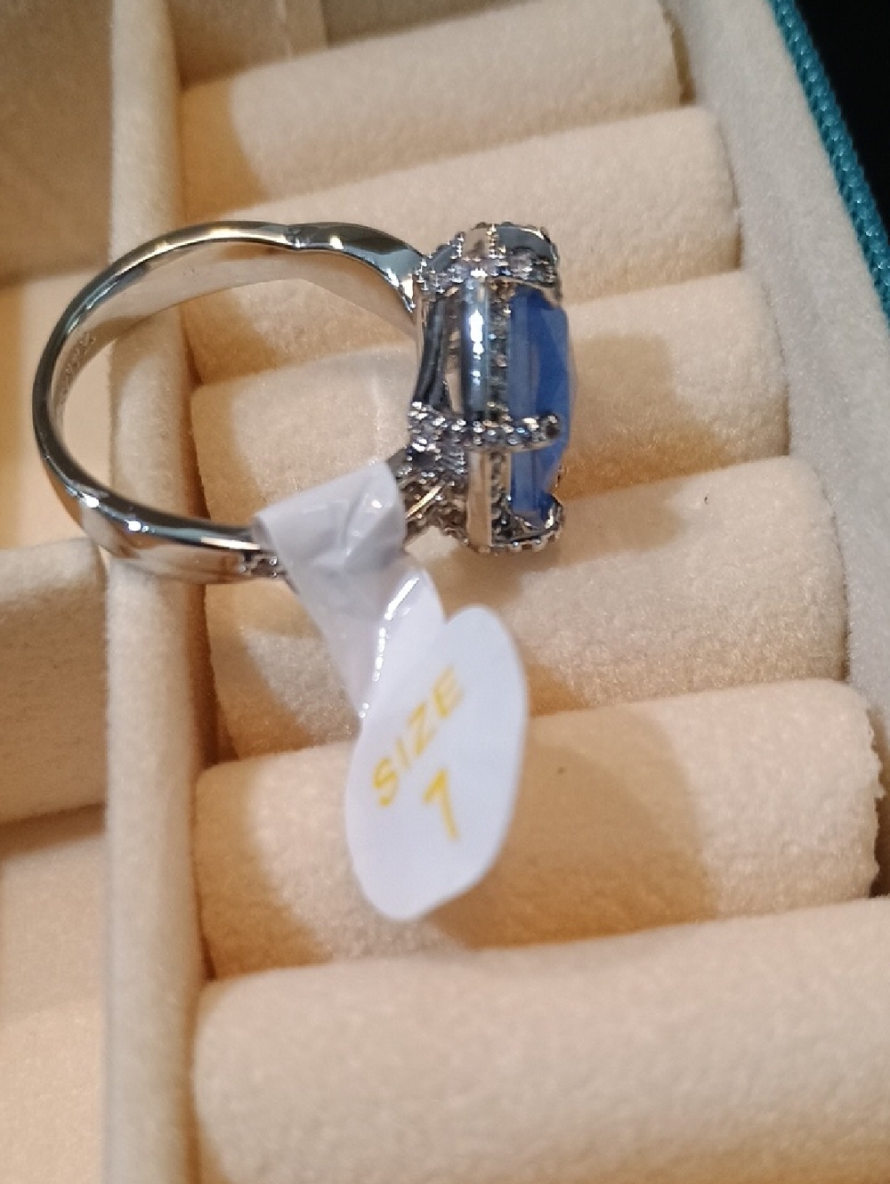 bp Ocean Blue Hexagon Ring with Sparkling Accents - Picture 3 of 3